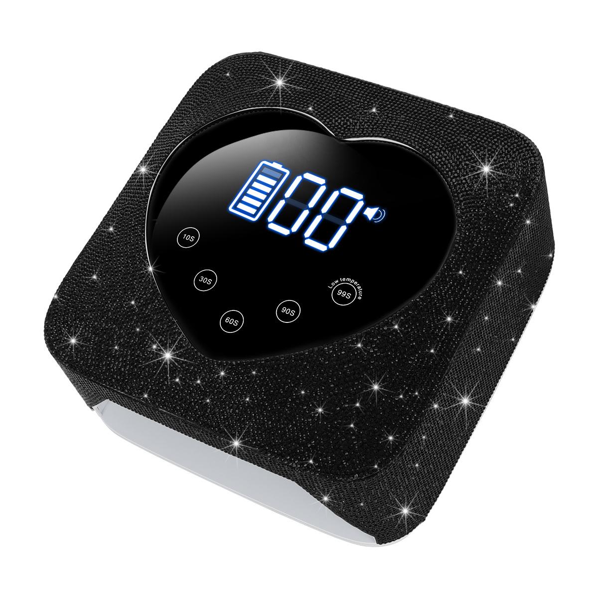 

Черная стразовая беспроводная лампа для сушки гелевых ногтей - Высокая мощность, без потемнения чёрный/алмаз