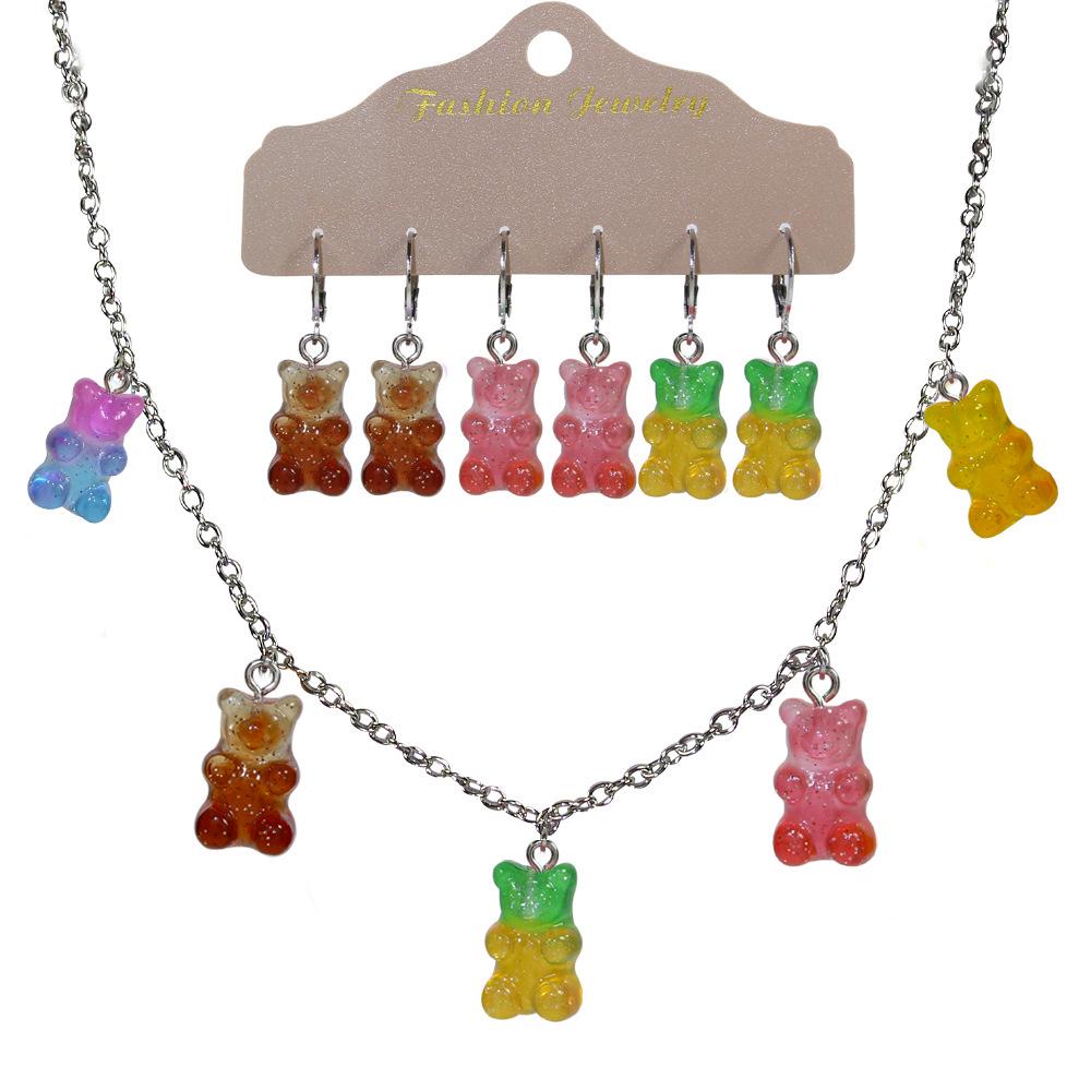 

Набір намиста та сережок «Ведмедик цукеркового кольору» - Милі, універсальні прикраси для жінок