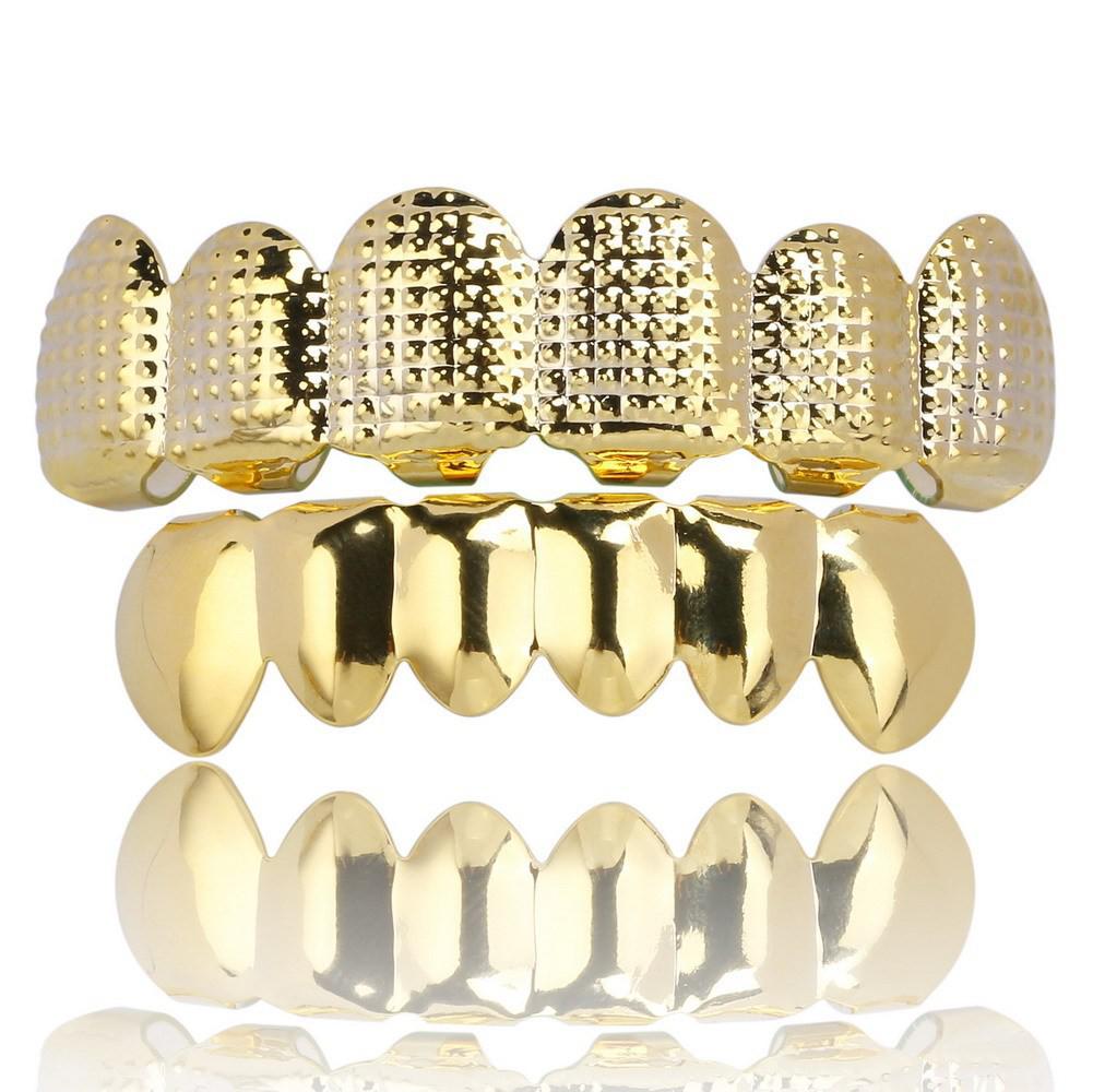 TEMU Vergoldete mit Diamanten besetzte Grillz Hip-Hop Zahnschmuck