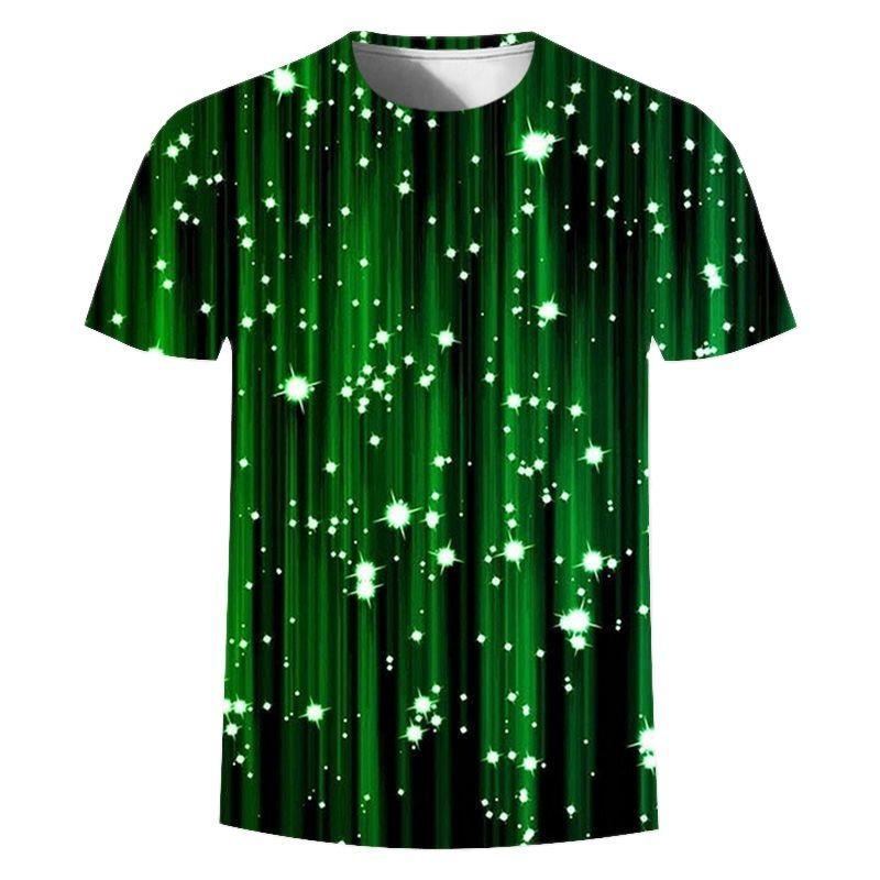 Summer New 3D Gold Digital Harajuku Print Short Sleeve Round Neck Men's Casual Personality Hip Hop Street T-shirt Tops