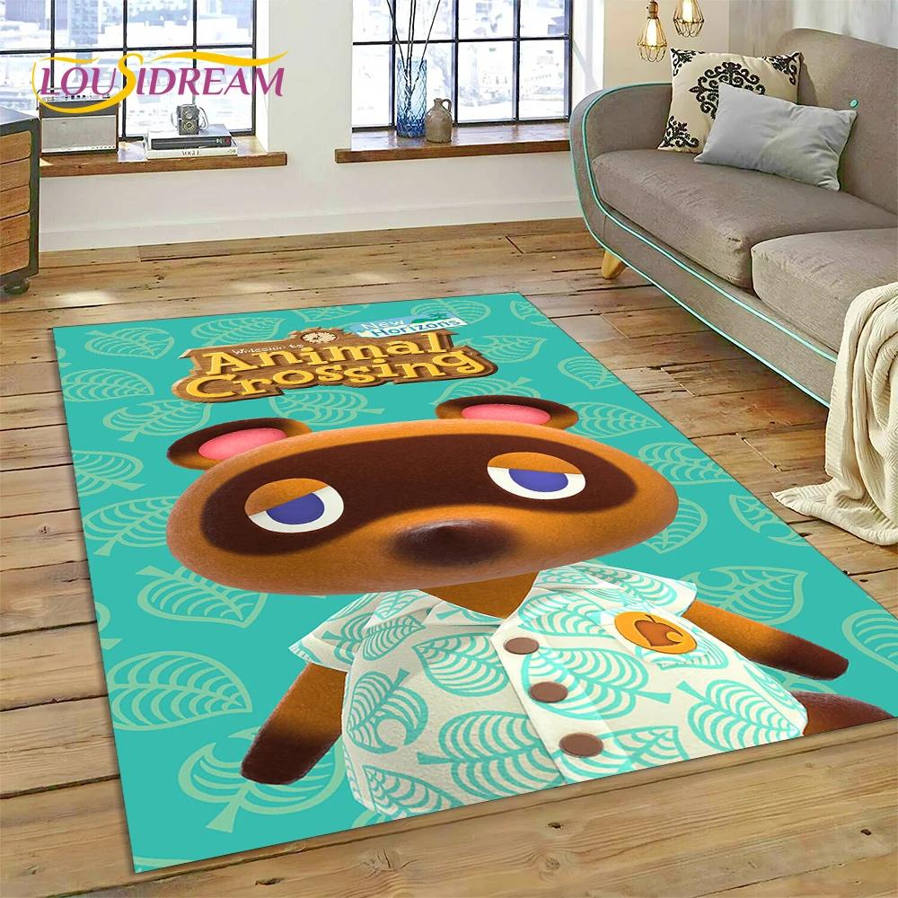 Niedlicher Animal Crossing New Horizons Cartoon Teppich für Schlafzimmer Wohnzimmer Zuhause Sofa Dekoration, Kinderspiel Große Dekor Bodenmatte