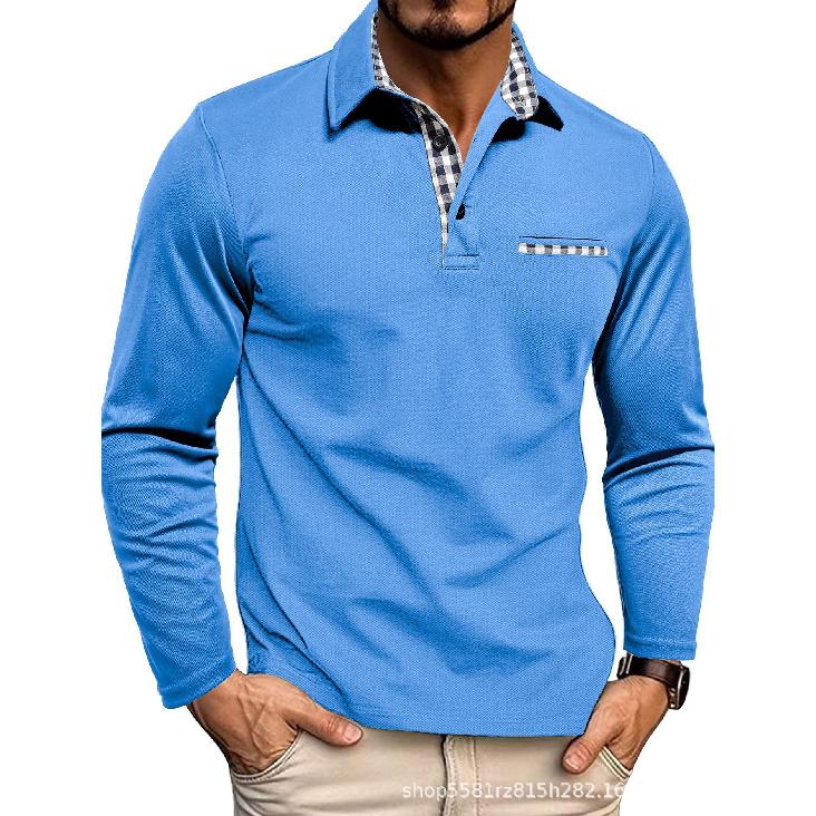 Neues Herren Freizeitmode POLO-Shirt Revers Langarm Oberteil Farblich passendes T-Shirt