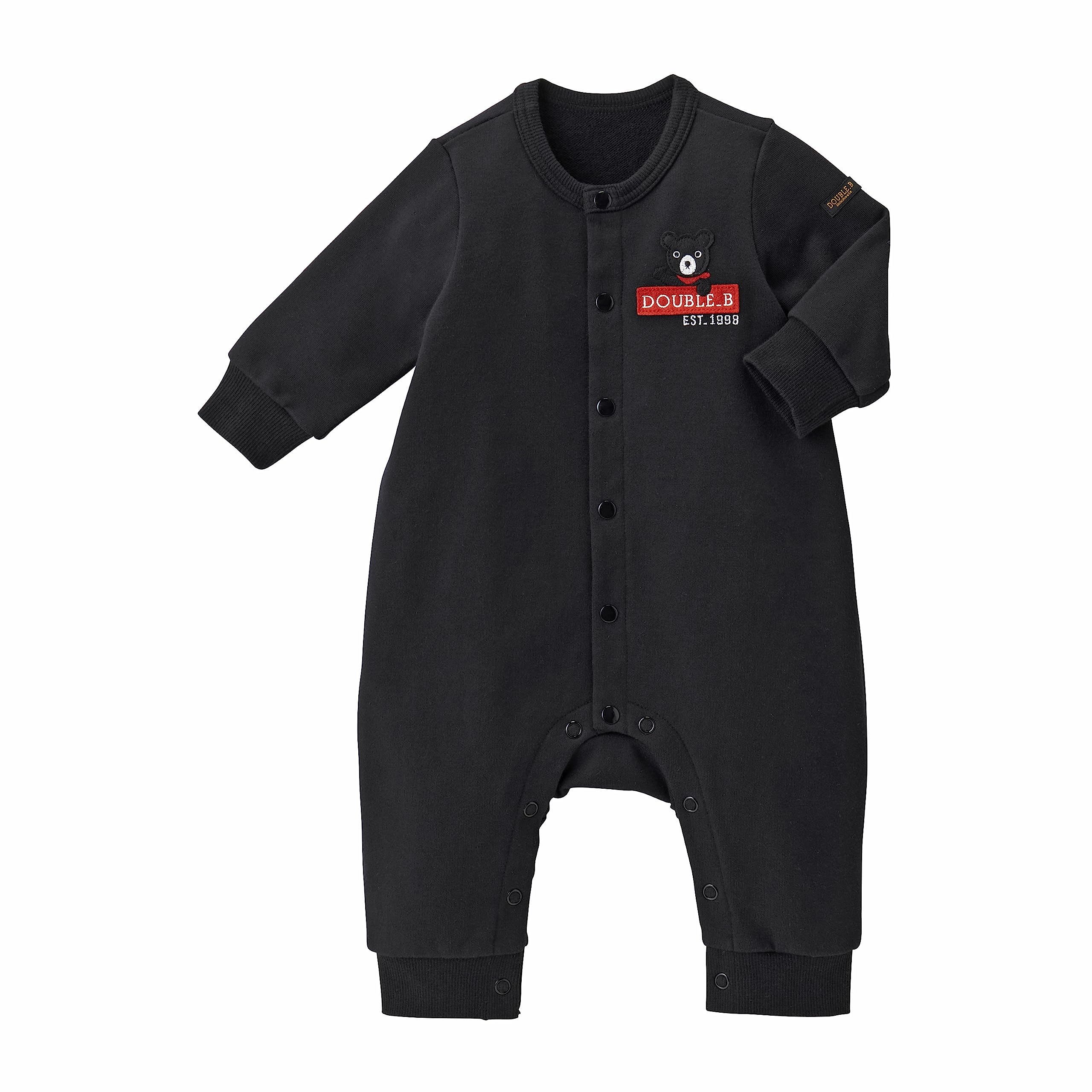 

Miki House Double B Комбинезон-ромпер с длинным рукавом, однотонный, с медведем, Сделано в Японии, для мальчиков и девочек, для младенцев, детская одежда, одежда, 80 см, черный [Miki House] чёрный