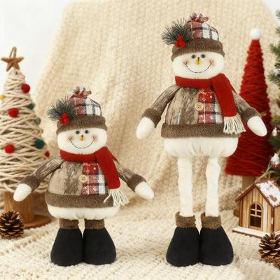 Christmas Doll Pendant Santa Claus Snowman Telescopic Legs Design Plaid Print Xmas Doll Festival Home Decoration