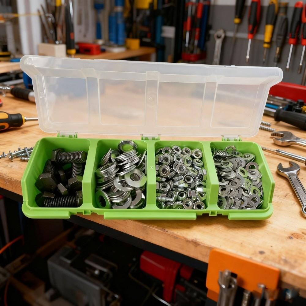 1Pcs Multicolor Parts Storage Box Plastic Material with Lid Tool Part Container 4 Compartment Durable Screw Organizer Box Screws