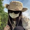 Solid Color Hiking Fisherman Hat Sun Protection Hiking Cap Breathable Western Cowboy Hat  Famale