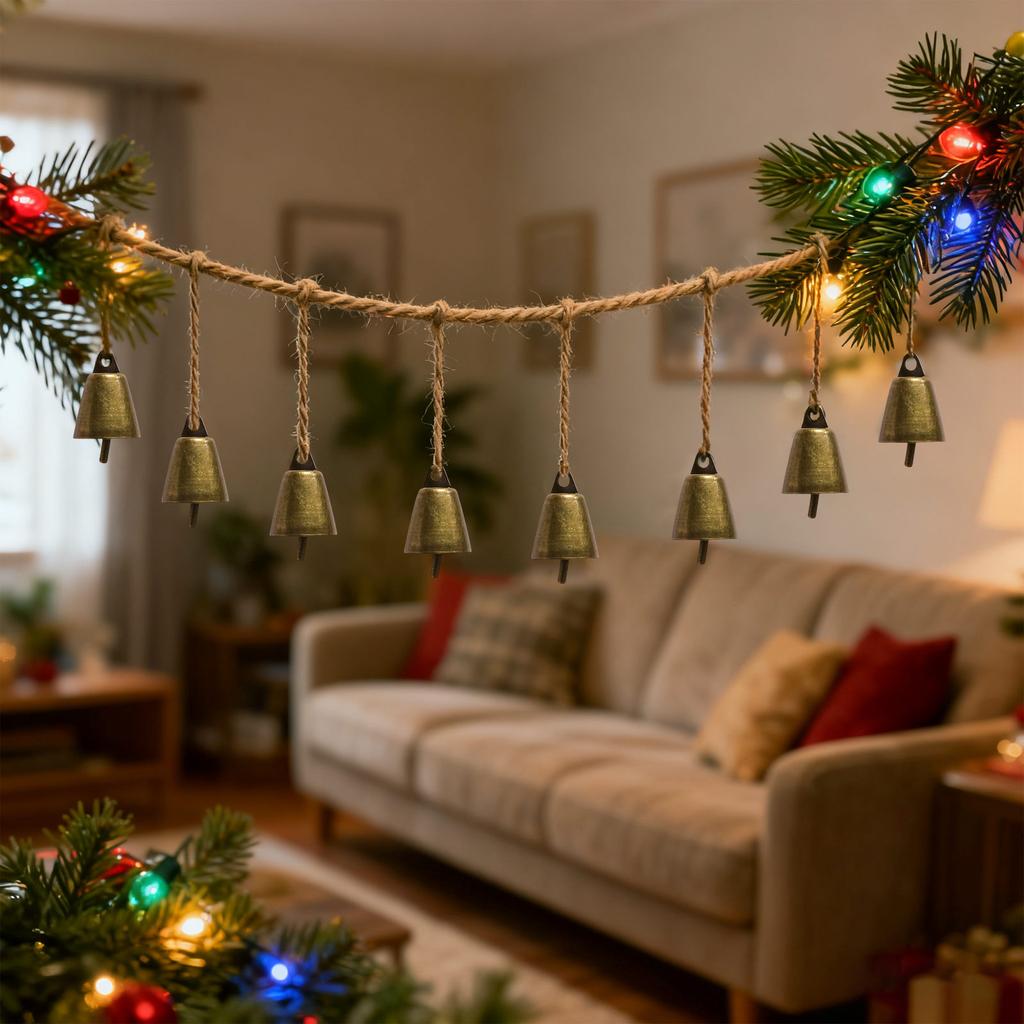Sinos de Chifre de Corda de Cânhamo Vintage são Adequados para Decorações de Árvore de Natal.