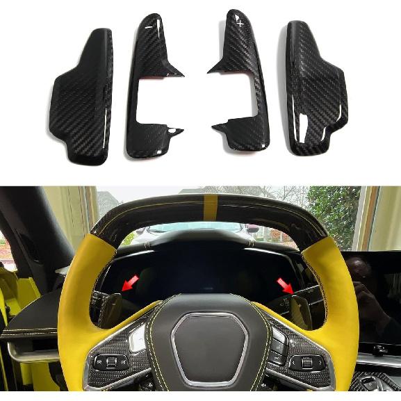 

Car Paddles Shifter for Corvette C8 Z51 Z06 2020 2021 2022 2023, Genuine Carbon Fiber Steering Wheel Extensions, Add on Style, Black Add on Style Black