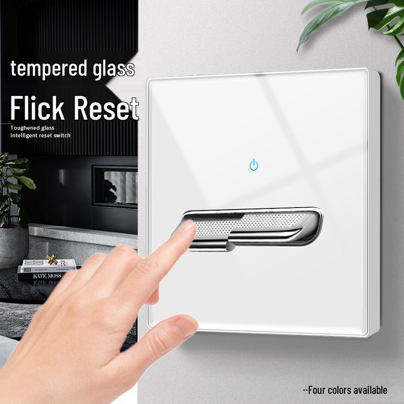 86 Type Creative White Glass Bedside Wall Switch with Indicator Light