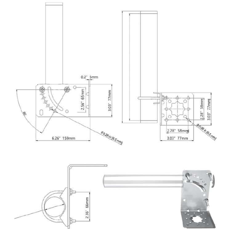 Adjustable Satellite Mounting Kit Wall Mount Antenna Short Wall Mount for Starlink Gen 2 and Dish Mount Bracket