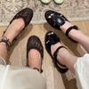 Sheepskin version~ niche hand-woven retro bag head sandals women's summer flat bottom anklet straps genuine leather Roman women's shoes