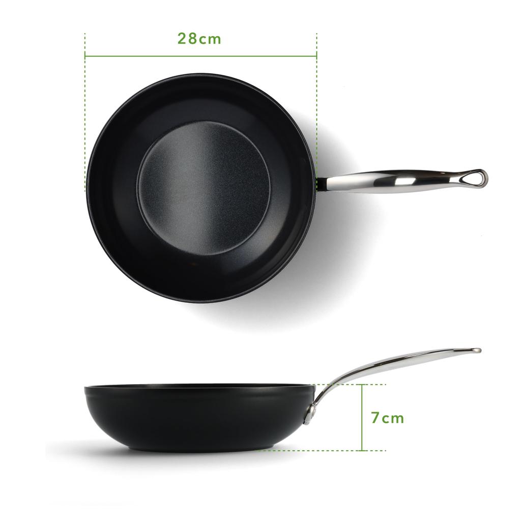 GreenPan Barcelona Pro Wok Pan, 28cm (Top Model) - PFAS-Free, Fluorocarbon-Free, Induction, Gas, and Dishwasher Safe, Ceramic Coating, Multi-Purpose D