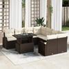 9-Piece Garden Sofa Set with Brown Cushions Poly Rattan, 2-Seater Garden Sofa with Storage 3357351