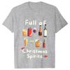 Funny Christmas Party Womens TShirt Full of Christmas Spirits Tees Xmas Drinking Printed Clothing Casual Short Sleeve Tops