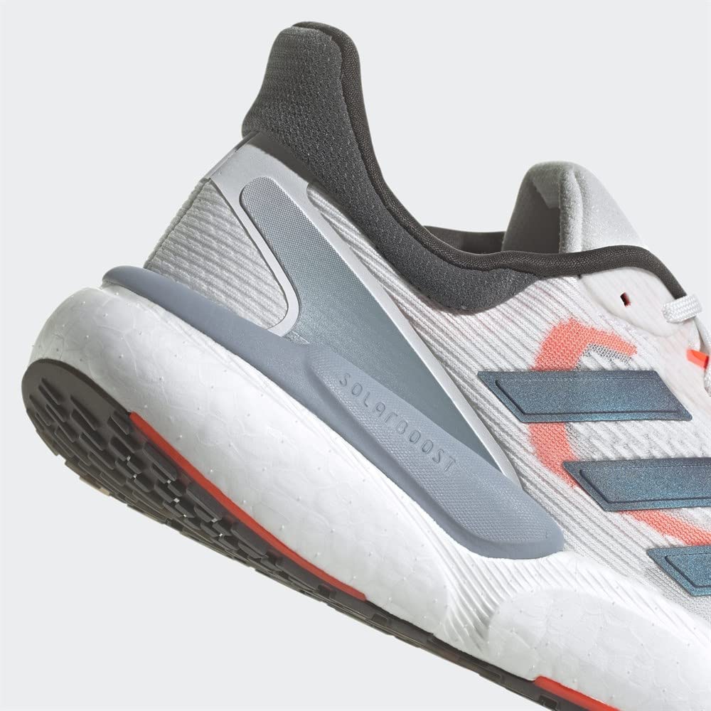 Adidas Solar Boost 5 Running Shoes, Crystal White/Grey Five/Solar Red (GW1962), Size 26.0 Cm