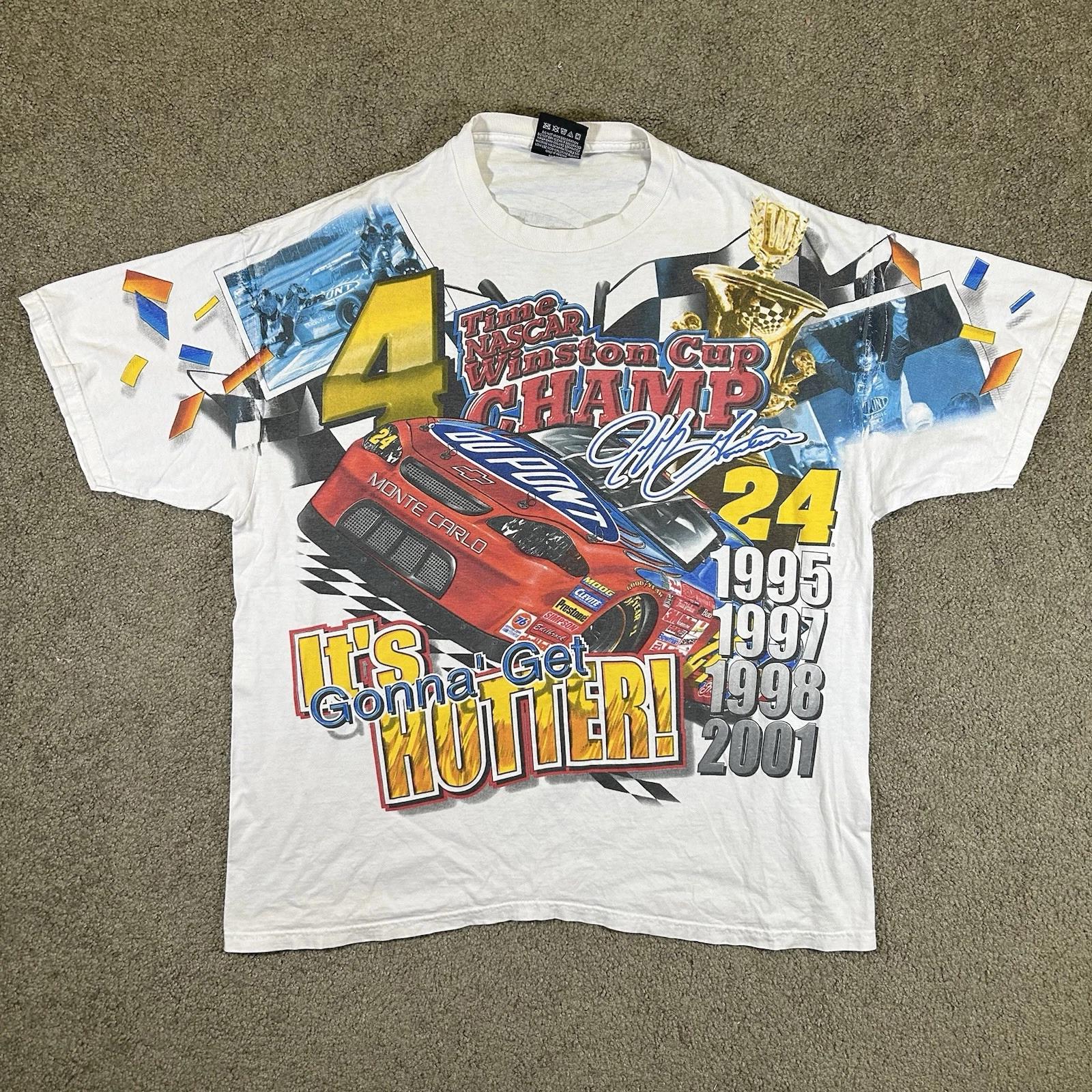 Vintage Jeff Gordon 4 Time NASCAR Winston Cup Champ 2001 T Shirt AOP Size Large 2XL