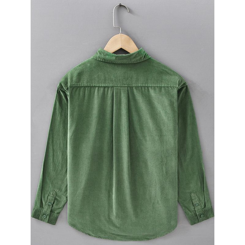 Spring and Autumn Japanese Style Vintage Long Sleeve Shirt Men Pure Cotton Corduroy Casual Shirt Pink Loose Easiest for Match New Arrival