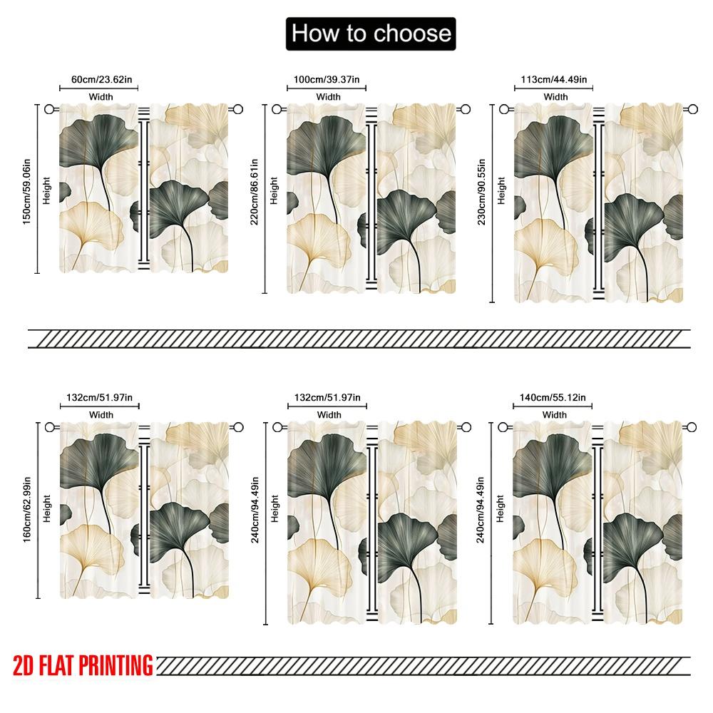 2 Stück, 2D-Flachdruck Vorhänge&Fensterdekoration Ginkgo Harmony (2) Polyester, einfache Installation (ohne Stange) Vielseitige Allzweck- für