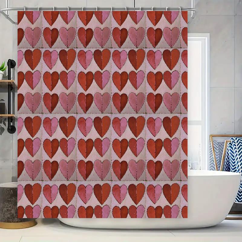 

Beautiful Pink Red Hearts Shower Curtain Waterproof Bathroom Decor W60H190(CM)-1 Pcs