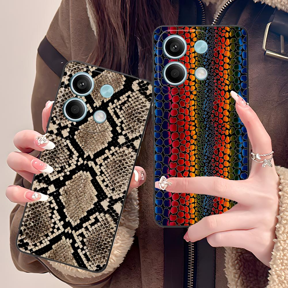 Snake Texture Mobile Phone Case for POCO M7 M6 M5 M4 M3 X7 X6 X5 X4 X3 Pro GT 5G Colour Printing Protective Pretty Cover Luxury