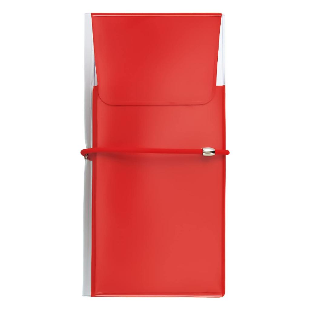 LIHIT LAB Antibacterial PVC Flat Pencil Case, Transparent, Slim, Red, ALCLEA, A7941-3