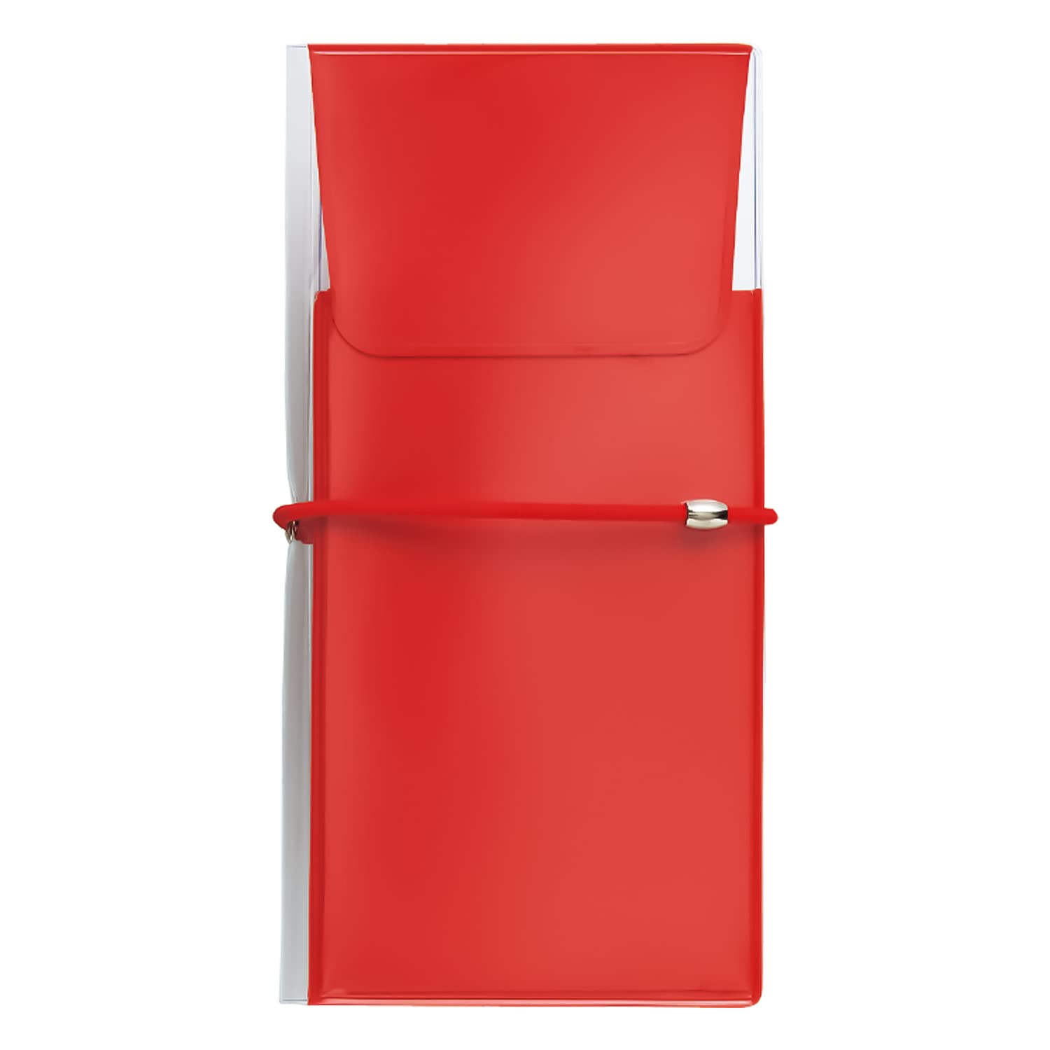 

LIHIT LAB Antibacterial PVC Flat Pencil Case, Transparent, Slim, Red, ALCLEA, A7941-3