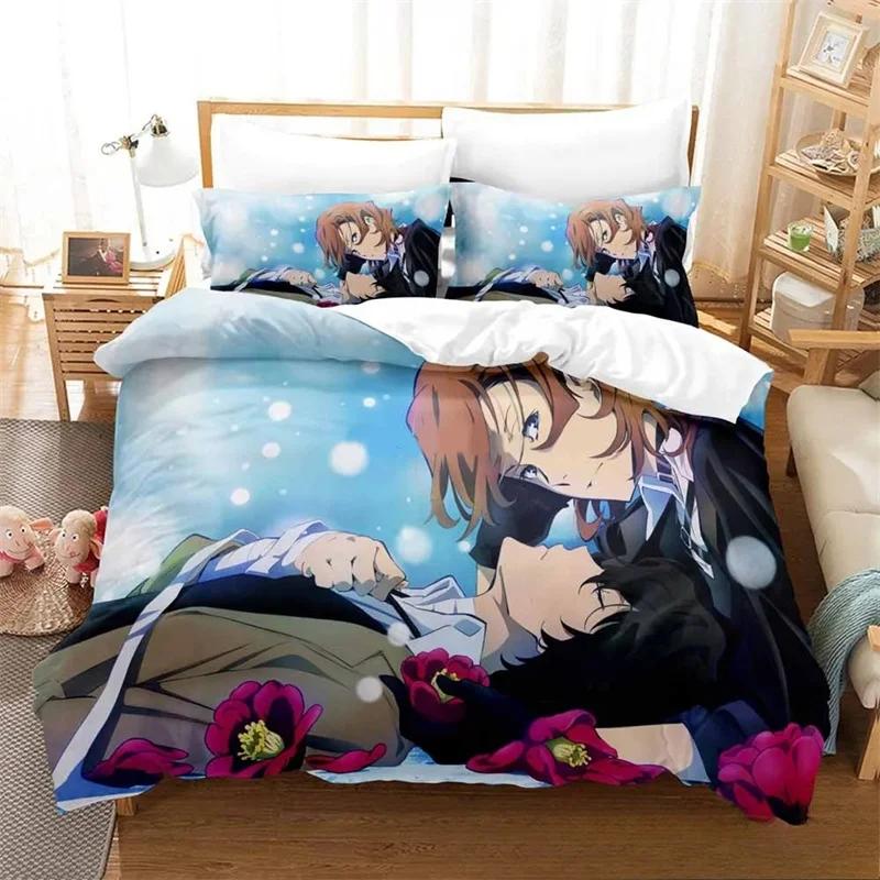 3D Printed Anime Bungo Stray Dogs Bedding Set Girls Boys Adult Single Twin Queen Size,Duvet Cover Pillowcase Bedding