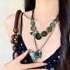 Rhinestone Twin Butterfly Pendant Necklace: Vintage Ethnic Style, Trendy Clavicle Chain for Women