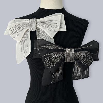 Two Color Embroidered Three-dimensional Bow for Women's Clothing Decoration Patch Anti Glare Collar Lace