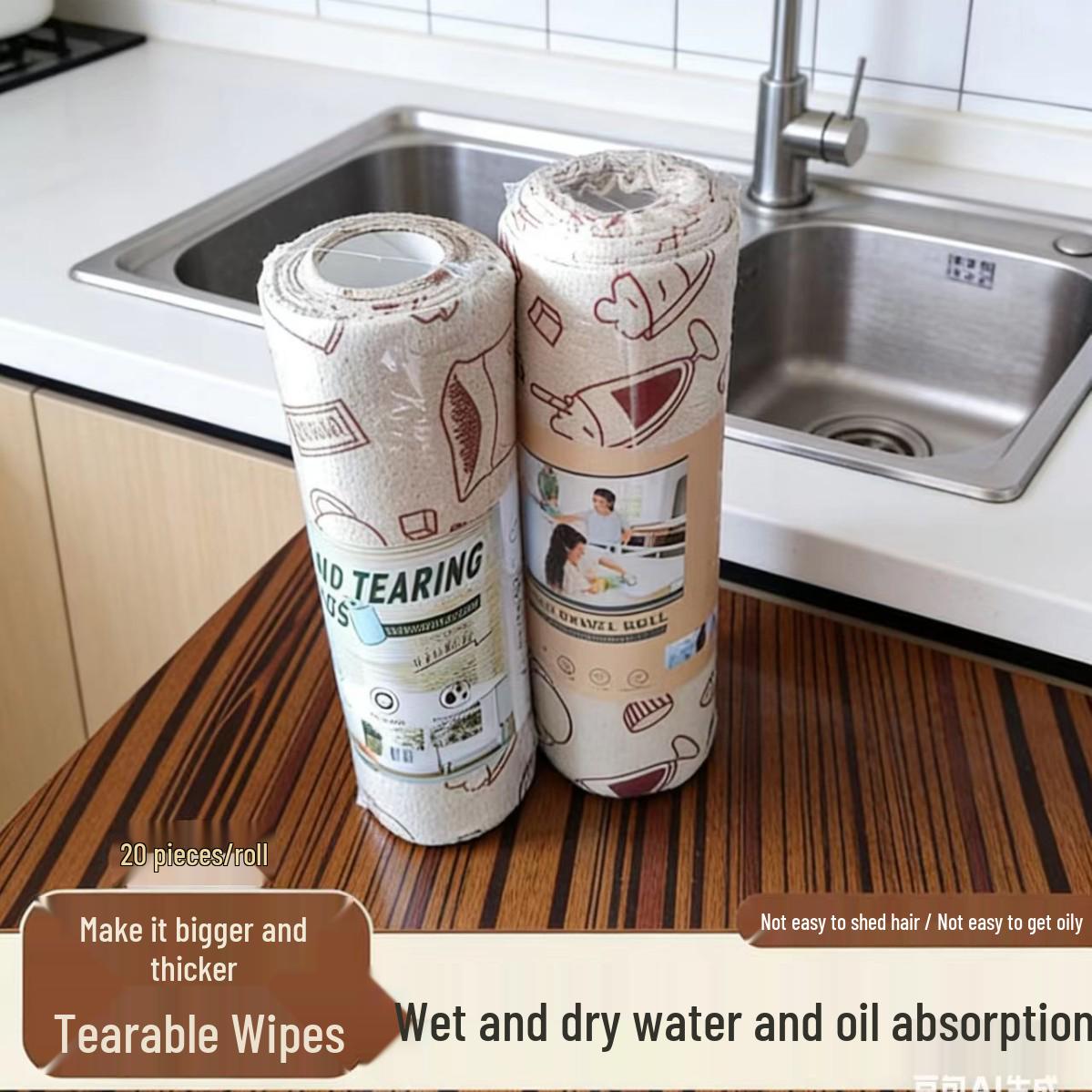 10A Antibacterial Weekly Tear-off Disposable Kitchen Wipes - Absorbent, Thick, Lint-Free, Oil-Resistant for Stove Cleaning.