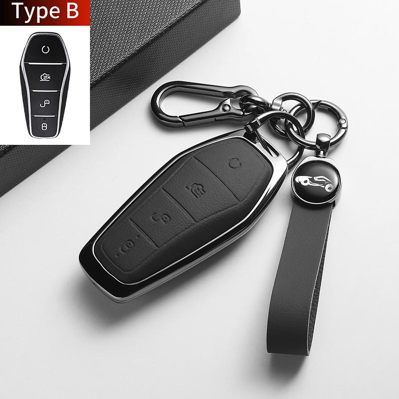For BYD Han EV Dolphin Song Plus DMI Seagull Yuan UP Qin Pro Seal 06 Escort 7 Tang L Leather Metal Car Key Case Cover Accessorie