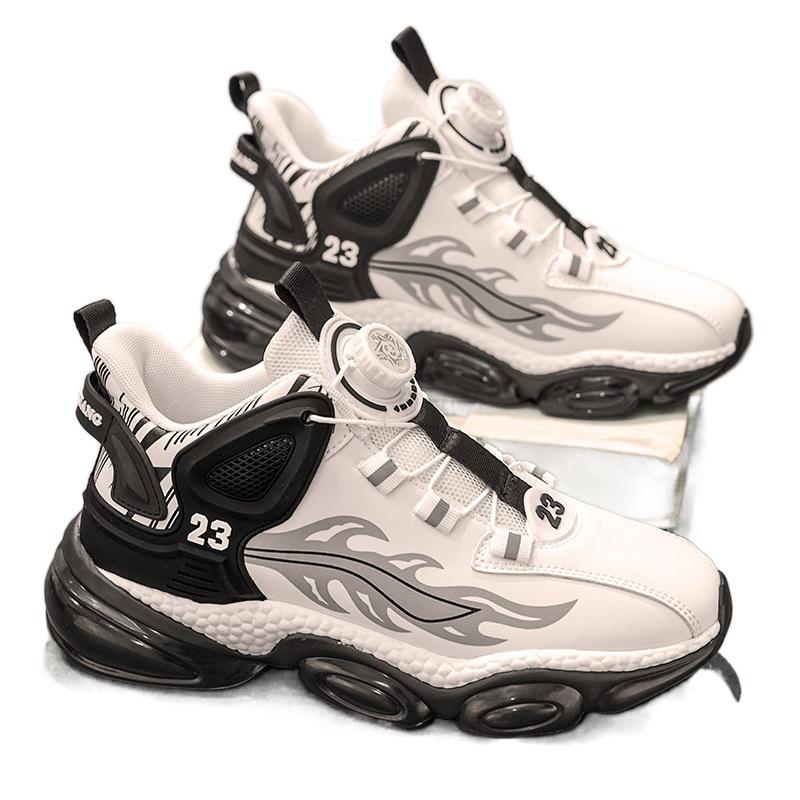 Rotating button winter new shock-absorbing running sneakers soft-soled casual dad trendy shoes