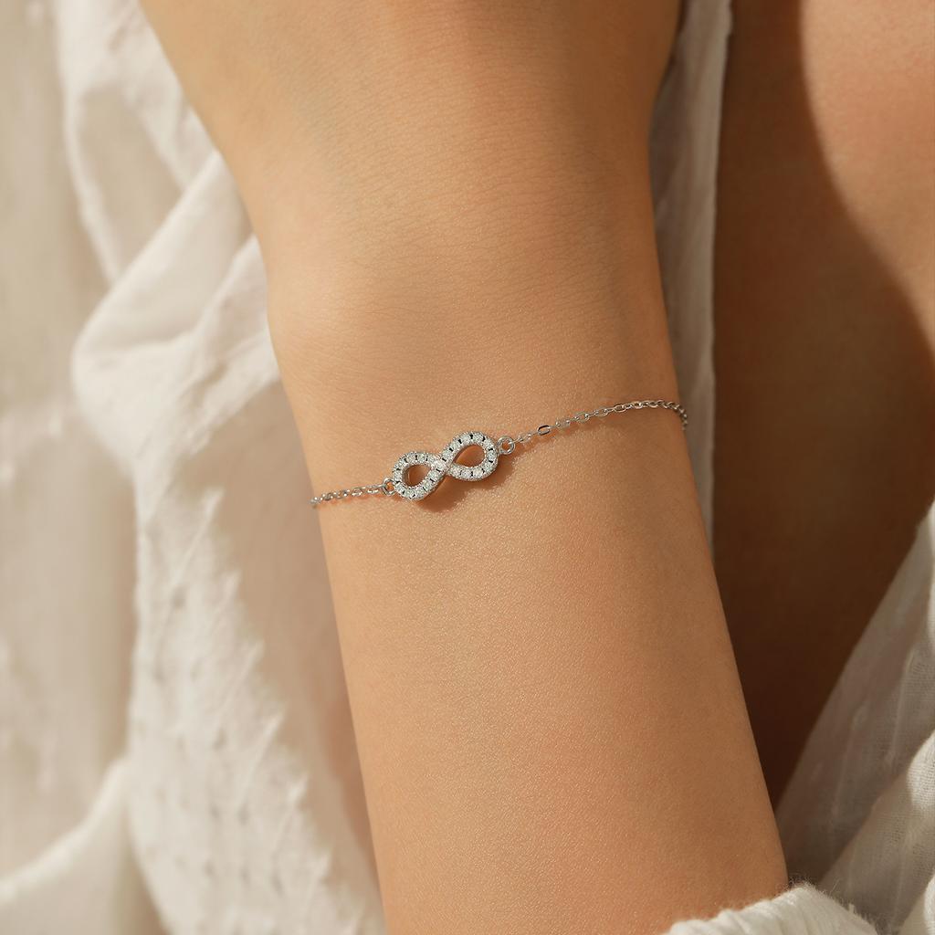 MODIAN D Color Moissanite Lab Created Diamond Bracelet 925 Silver Romantic Exquisite Infinity Love For Women Jewelry