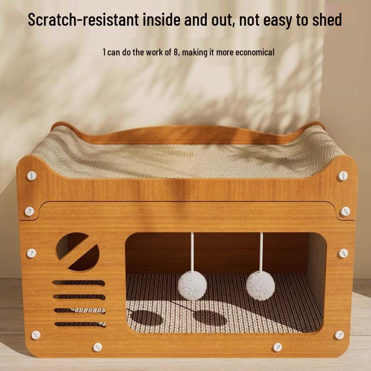 Durable Cat Scratching Board & Bed: Four-Season, Anti-Scratch, Non-Shedding Toy & Sofa