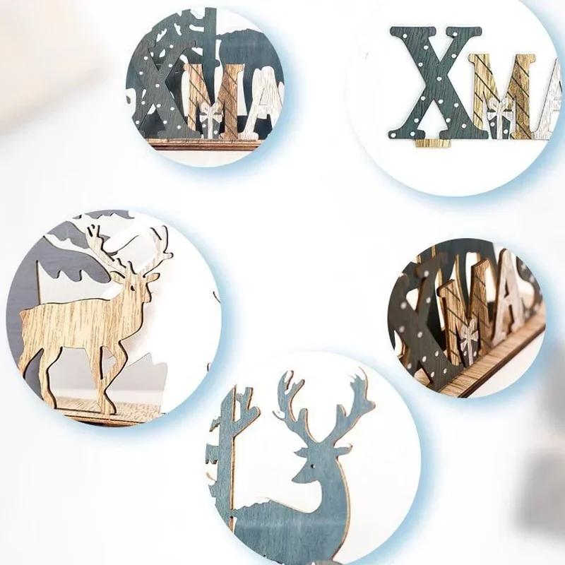 Wooden Elk Christmas Decoration for Home Splice Deer Xmas Ornaments Kids Gift for Home Christmas Party Decorations