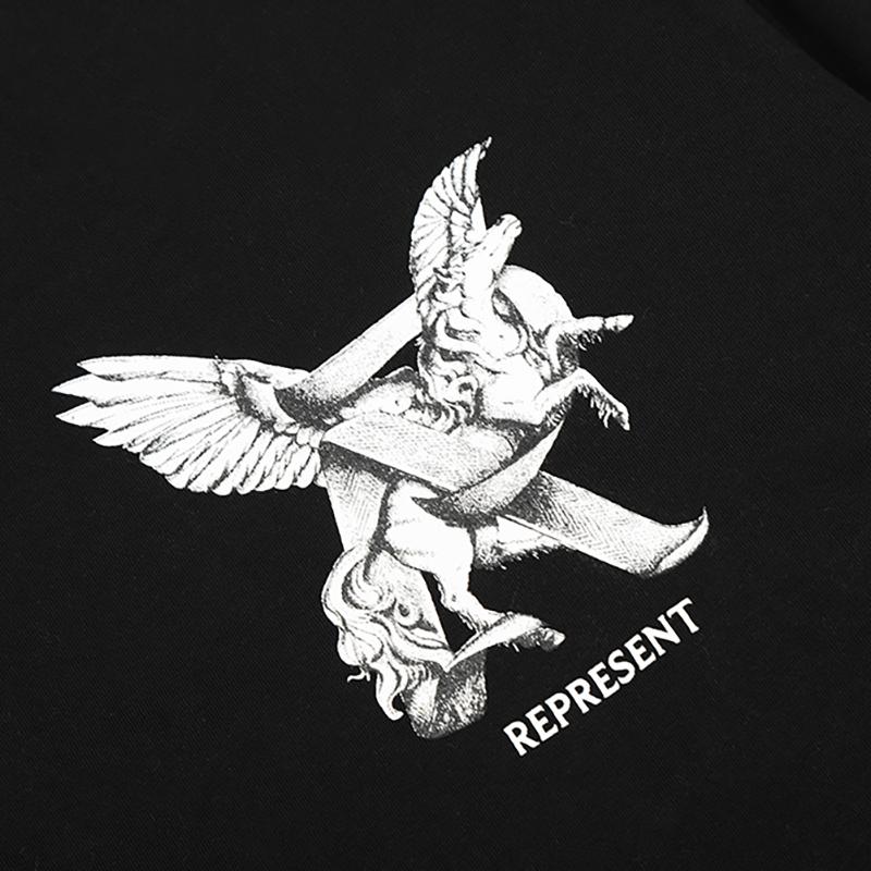 Unisex Pegasus Winged Horse Graphic Cotton T-Shirt Luxury Minimal Streetwear Short Sleeve Tee Men Women