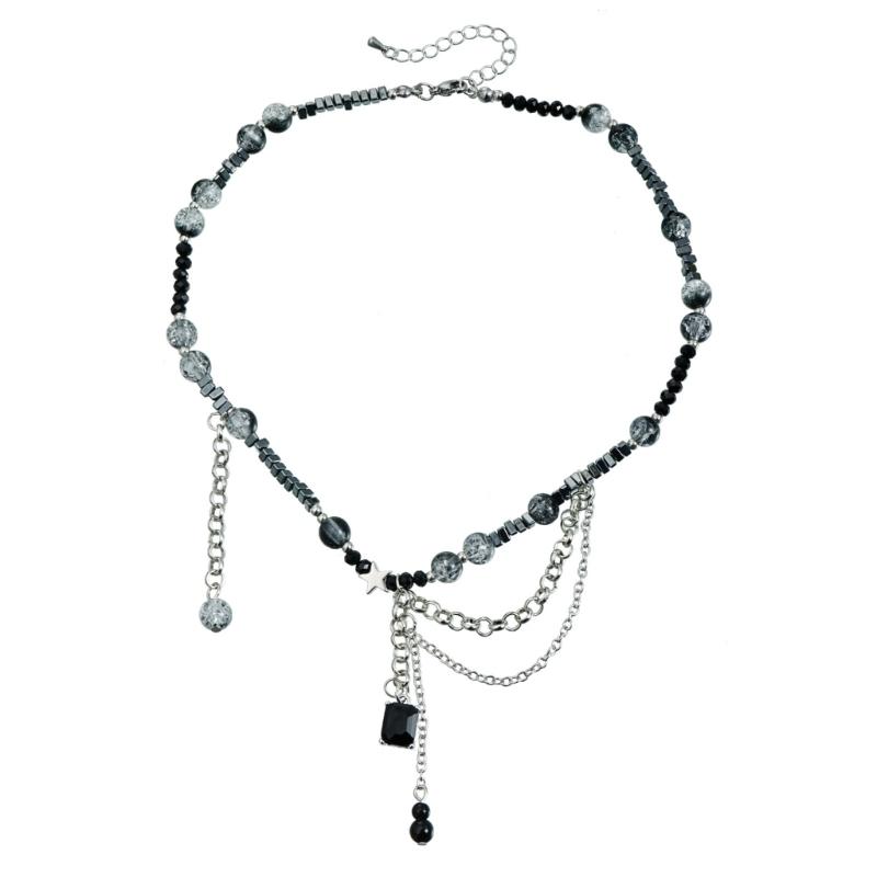 Dark Statement Tassels Multi Layer Gothic Neck Chain Alloy Punk Clavicle Necklace Jewelry Adjustable Length Neckchain 1