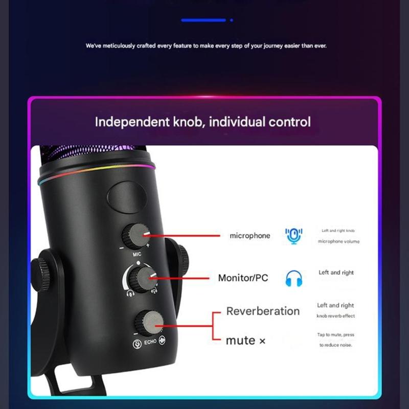 Microphones Condensateur USB Professionnels avec Réduction de Bruit Avancée et Contrôle du Volume Plug and Play pour PC Mobile Gaming Streaming Podcasts