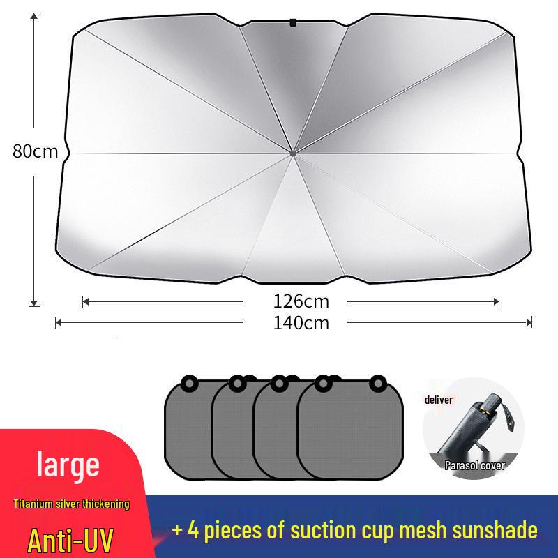 Umbrella-Style Car Windshield Sunshade - Heat Insulation & Light-Blocking