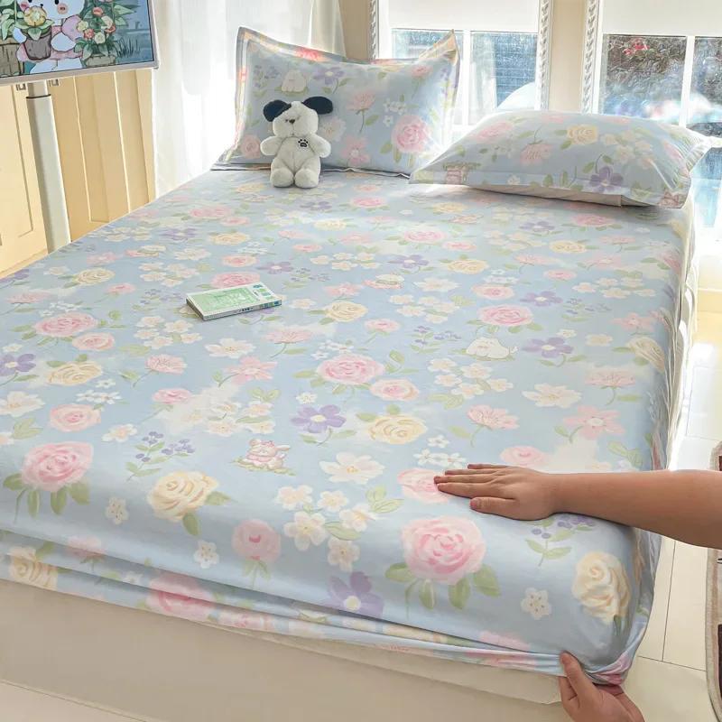 Pure cotton mattress single piece 100% cotton mattress protective cover non-slip and dust mattress protective cover cotton