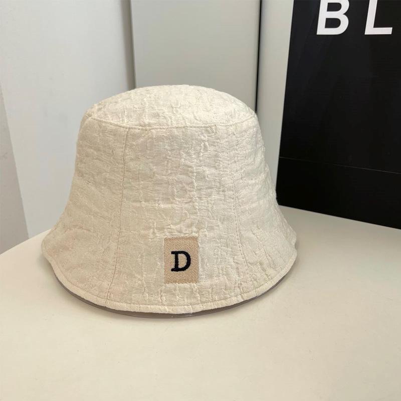 Hat Female Versatile Seersucker D Letter Bucket Hat Korean Version Tide Bell Sunshade Bucket Hat Internet Celebrity Basin Hat