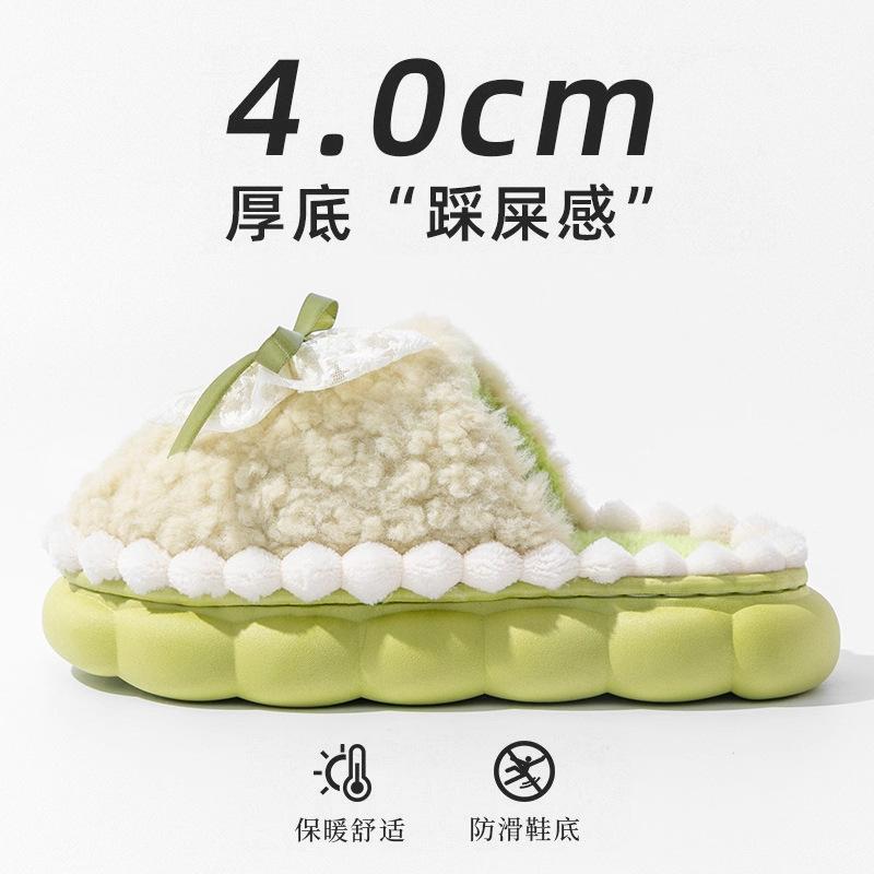 Bow cotton slippers autumn and winter 25 new indoor home non-slip and non-odor comfortable home slippers