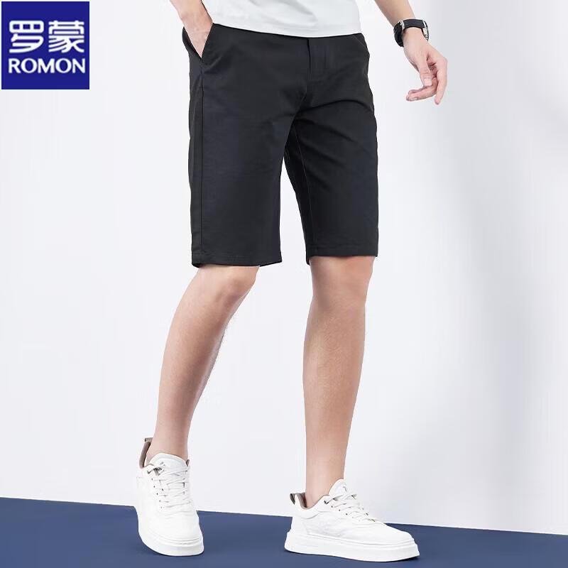 ROMON Men's Thin Straight Fit Cotton Casual Shorts