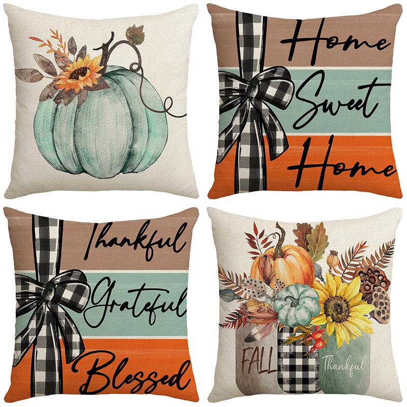 New Pumpkin Letter Print Pillow for Autumn Living Room Sofa Cushion Bedside Bay Window Cushion Cover