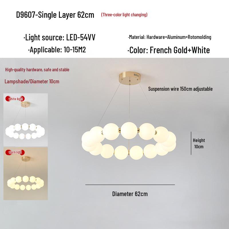 Nordic Modern Minimalist LED Chandelier - Pearl Necklace Design for Living Room, Bedroom, and Restaurant.