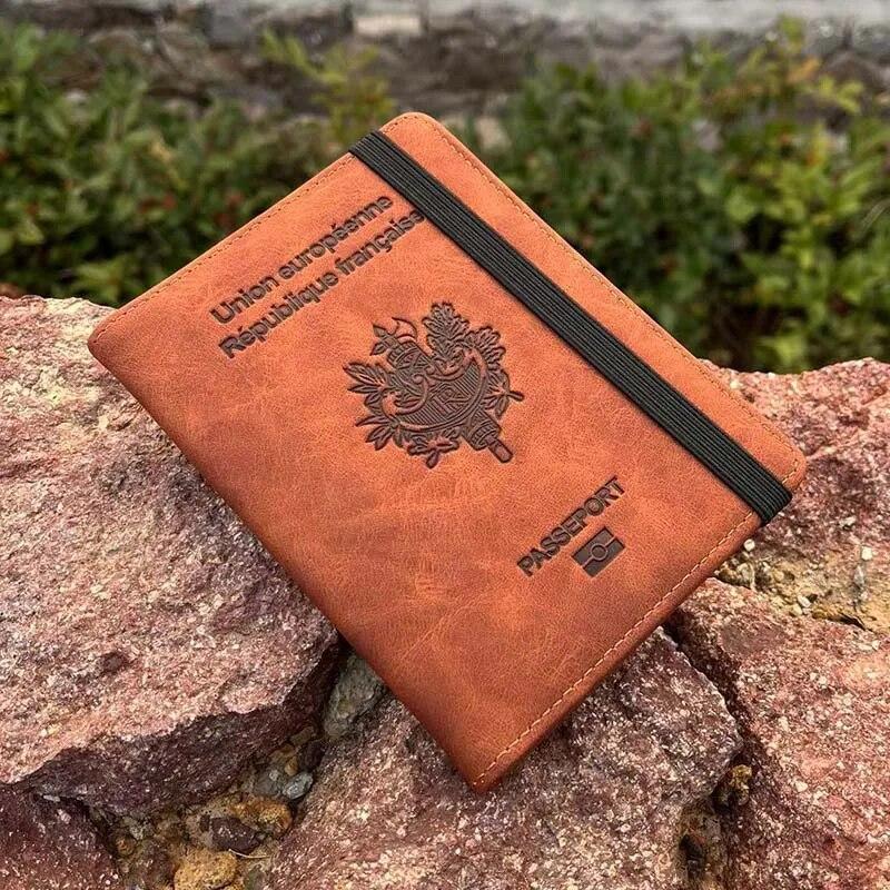 

Обложка для паспорта с резинкой для путешествий, французские обложки для паспорта для девочек-французов, Etui Passeport France коричневый