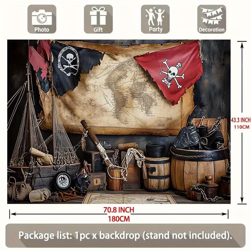 Pirate Treasure Map Tapestry - Vintage Nautical Home Decor & Party Background