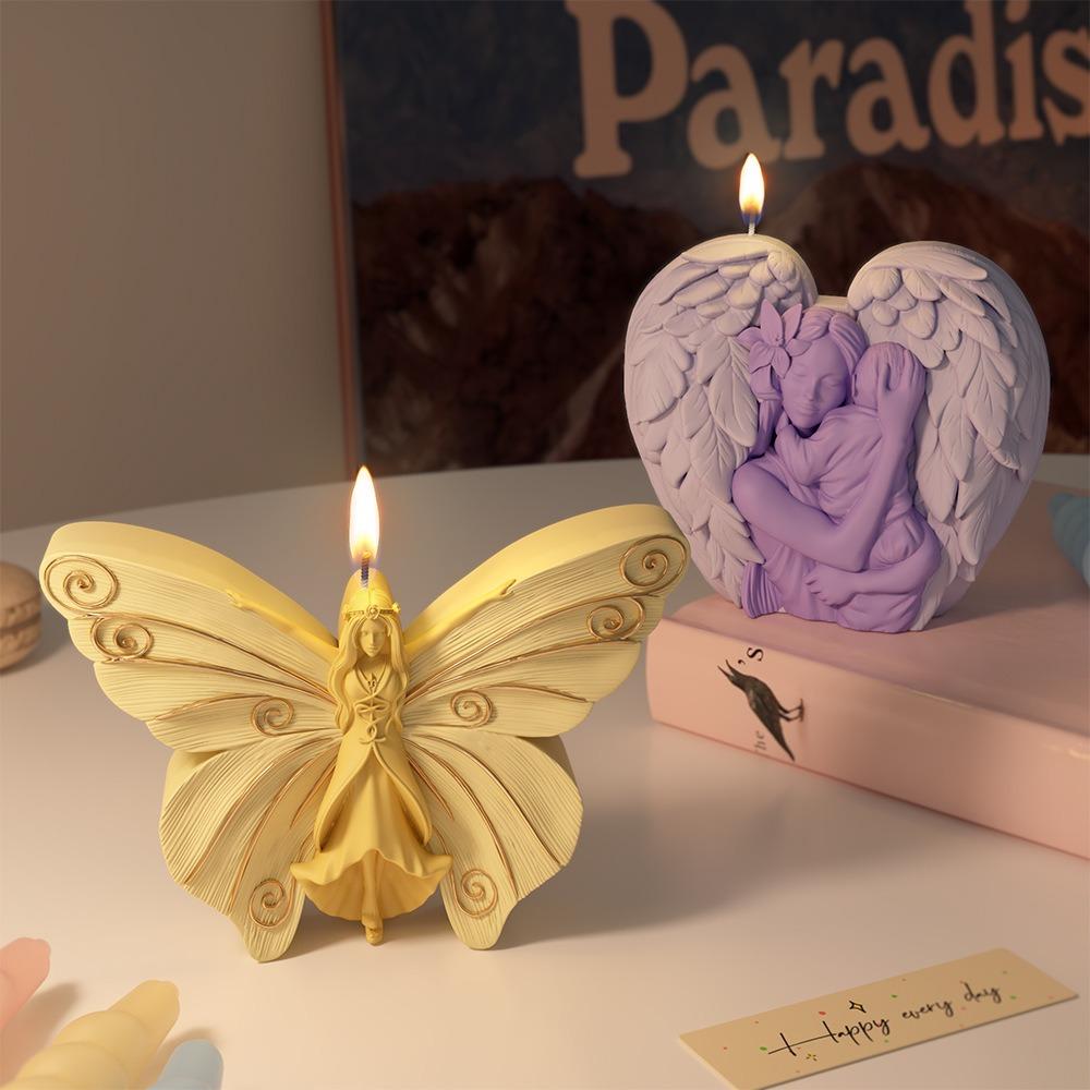 Engel Liebesflügel Silikonform DIY Auto Duftstein Gießen Anhänger Mutter und Kind Gips Kerzenform