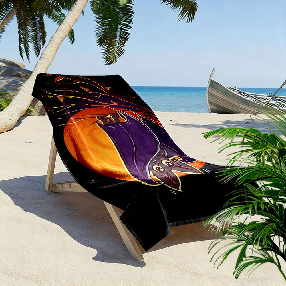 Mystical bat under moonlight Print beach towel, quick drying, suitable for travel, outdoor sports, jogging, the beach and swimming, gift
