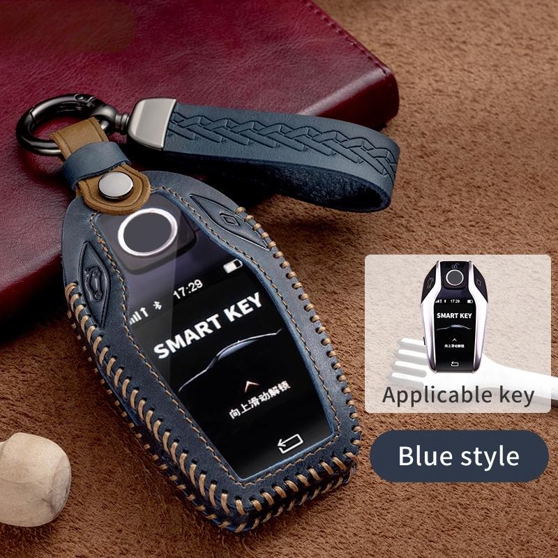 Leder Auto Schlüsselhülle Abdeckung Für Bmw Auto 2017 2018 7er Serie Display Schlüssel Tasche Für Bmw 740Li 750Li Schlüsselhülle Touchscreen Schlüsselhülle